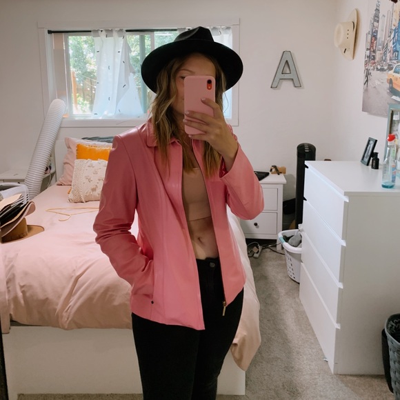 Black Rivet pink 100% leather zip up jacket - Picture 16 of 16